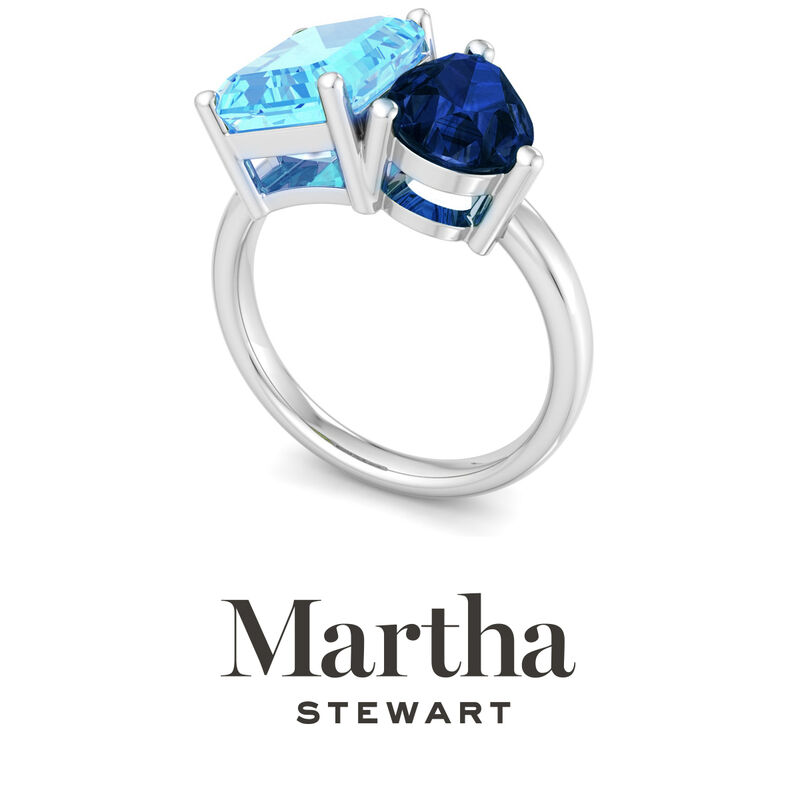 Martha Stewart 4 3/4ctw. Blue Topaz & Sapphire Two Stone Ring In Sterling Silver image number null